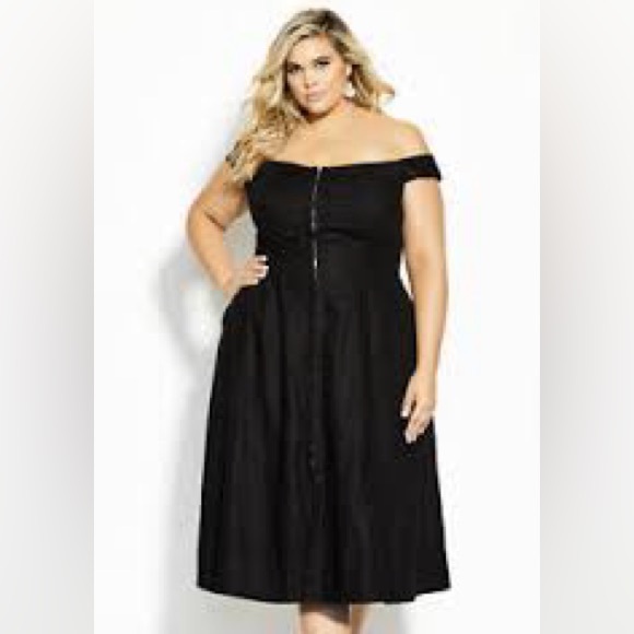 City Chic Dress Summer Daze Black Linen Sz 18 Corset Coquette Whimsigoth Date - Picture 1 of 9